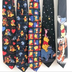 Vintage Winnie the Pooh Disney Set of 5 Men's Novelty Ties